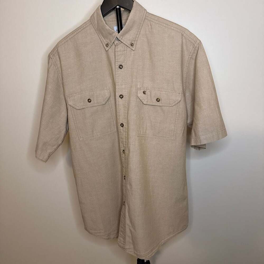 Carhartt 100% Cotton Men's Fort Solid Short Sleeve Lightweight Button-Front-L
